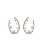 Серьги-кольца Sleek из желтого золота с жемчугом и бриллиантами 1