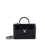 CC Top Handle Flap Vanity Case Quilted Shiny Aged Calfskin Small satchel 1