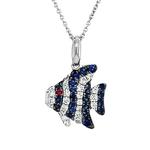 Колье Fish из белого золота с камнями 2