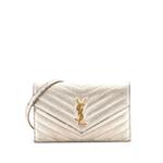 Маленькая сумка через плечо Classic Monogram Wallet on Chain Matelasse Chevron Metallic Leather 1