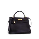 Сумка-сэтчел Kelly Handbag Black Box Calf with Gold Hardware 32 1
