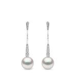 Серьги-подвески Trend из белого золота с жемчугом и бриллиантами 2