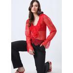 Блуза с V-образным вырезом и кружевными оборками 5