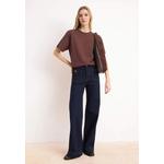 Коричневая футболка Oversize из плотного хлопка с круглым вырезом Twoss23Ts4 4