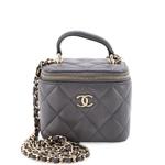 Стеганая мини-сумка через плечо Classic Top Handle Vanity Case с цепочкой 1