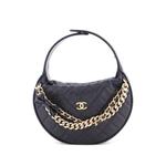 Стеганая сумка-хобо Double Chain Bow Pouch Caviar Mini 1