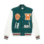 Варсити-куртки Off-White Barrel Leather Varsity Jacket 'Зеленый/Оранжевый' 1