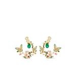 Позолоченные серьги-клипсы Butterfly Garland с камнями и бриллиантами 1