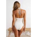 Экрю текстурированный закрытый купальник с V-образным вырезом и аксессуаром, Tbess26Ma00074 3