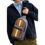 Сумка West Pack из фирменного канваса с полосками в стиле Varsity - серый/охра/мел CV923 2