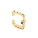 Серьги-кольца Mini Créoles Gousset из желтого золота с бриллиантами и малахитом 1