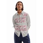 Desigual Мужская рубашка с пэчворком в полоску и сердечками. 1