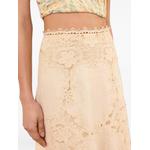 Fleur lace-panelled linen midi skirt 4
