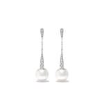 Серьги-подвески Trend из белого золота с жемчугом и бриллиантами 1