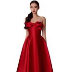 Вечернее платье без бретелек с бантом 3D CA26022425RD 2