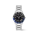 Часы Iconic GMT Link 40mm с черно-синим керамическим безелем, серебристые, мужские, на стальном браслете, DW Official Authentic Original 1