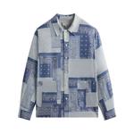 Овершоты Kith Washed Paisley Long-Sleeve Boxy Collared Overshirt 'Светлый индиго' 1