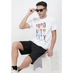 Свободная футболка Brooklyn Print Graphic White Cotton Short Sleeve Crew Neck Relaxed Tee 3