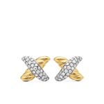 Серьги-гвоздики Petite X из желтого золота с бриллиантами (8.4 мм) 1