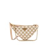 Мини-сумка на плечо Double Symbole Triangle Bag Leather and Jacquard 1