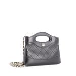 31 Shopping Bag Clutch with Chain Quilted Shiny Crumpled Calfskin Small crossbody bag 1