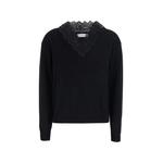 lace-trim V-neck sweater 1