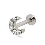 Серьга-гвоздик Moon из белого золота с бриллиантами 2