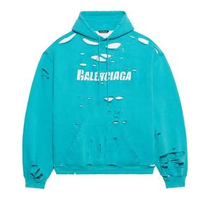 Худи Balenciaga Destroyed Hoodie 'Turquoise/White'