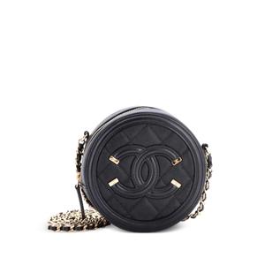 Мини-сумка через плечо Filigree Round Clutch with Chain Quilted Caviar