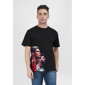 Футболка/майка с графическим принтом Football Stars, черная, хлопковая, обычная посадка, короткий рукав, круглый вырез