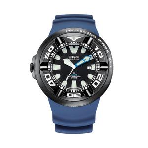 Citizen Promaster Professional Diver 300m EcoZilla черный циферблат, синий полиуретановый ремешок, часы на Eco-Drive BJ8055-04E