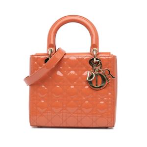 Лакированная сумка-сэтчел Cannage Lady Dior среднего размера (2019 год)