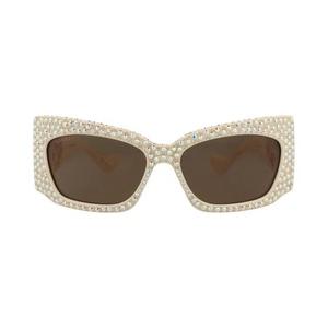 Солнцезащитные очки Gucci Shield Frame Recycled Acetate 'Ivory/Brown'