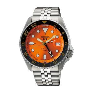Seiko 5 Sports SKX Series «Mikan Orange» Механические GMT Оранжевый циферблат Стальной браслет Автоматические часы SSK005K1