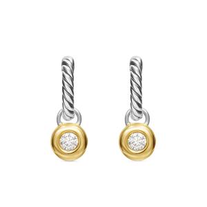 Серьги Petite Cable из желтого золота и серебра с бриллиантами (17.5 мм)