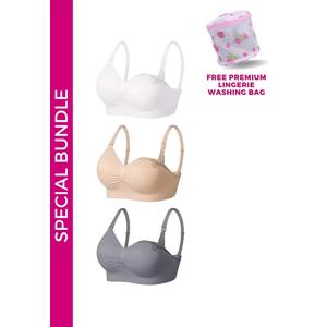 3 шт. Бюстгальтер для кормления Grace Push Up в белом, телесном и сером