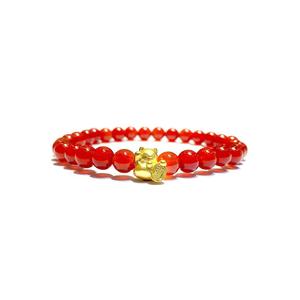 [СПЕЦИАЛЬНЫЙ] LITZ 999 (24K) Золотой котик удачи с браслетом EPC0157S-B-R (0,26 г+/-)