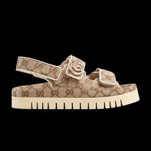 Сандалии Gucci Wmns Sandal 'GG Canvas - Бежевый Темно-Коричневый'