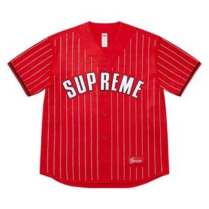 Джерси Supreme Rhinestone Stripe Baseball Jersey 'Red'