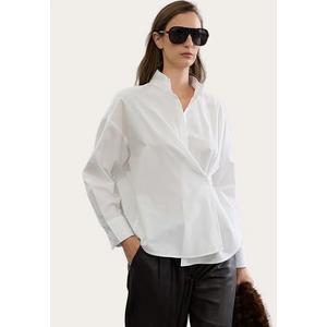Хлопковая рубашка Oversized из поплина с асимметричными пуговицами
