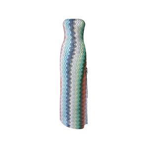 Платье макси с кулиской и узором шеврон