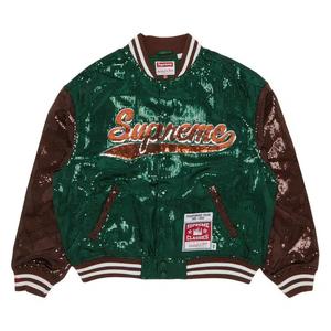 Бомберы Supreme x Mitchell & Ness Sequin Varsity Jacket «Зеленый»