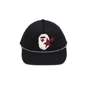 Кепки BAPE Sta Ape Head Leather Patched Mesh Cap «Black»