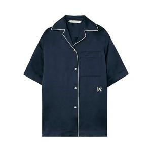 Рубашка на пуговицах Palm Angels Monogram Satin Bowling Shirt 'Черный'