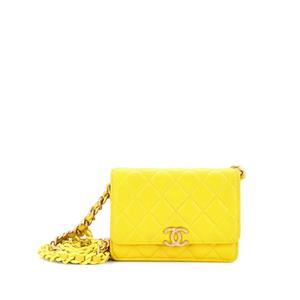 Мини-сумка через плечо Lacquered Metal CC Wallet on Chain Quilted Lambskin