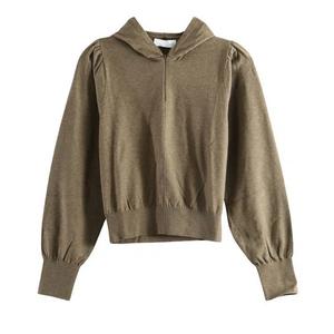 Полузастежка Amomento Shirring Half Zip Up Knit Hoodie 'Хаки'