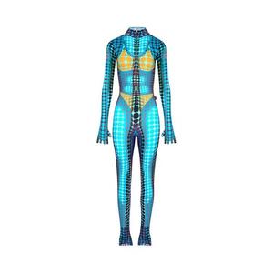 Комбинезоны Jean Paul Gaultier Re-Edition Long-Sleeve High Neck Jumpsuit 'Синий/Фиолетовый/Желтый'