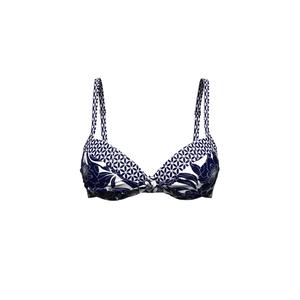 Bold Bloom Navy Топ-бикини с завязками спереди и косточками
