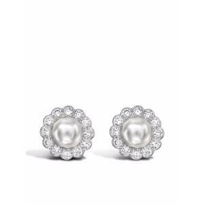 Серьги из платины с жемчугом и бриллиантами