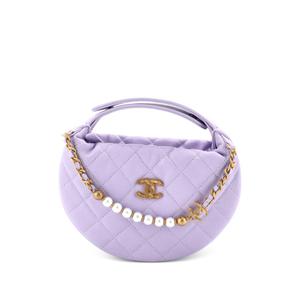 Стеганая сумка-хобо Double Chain Bow Pouch Caviar Mini